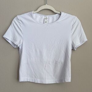 Yogalicious Tara Heavenly Ribbed Crop Tops 2(Two) Set White/Cream Short Sleeve M